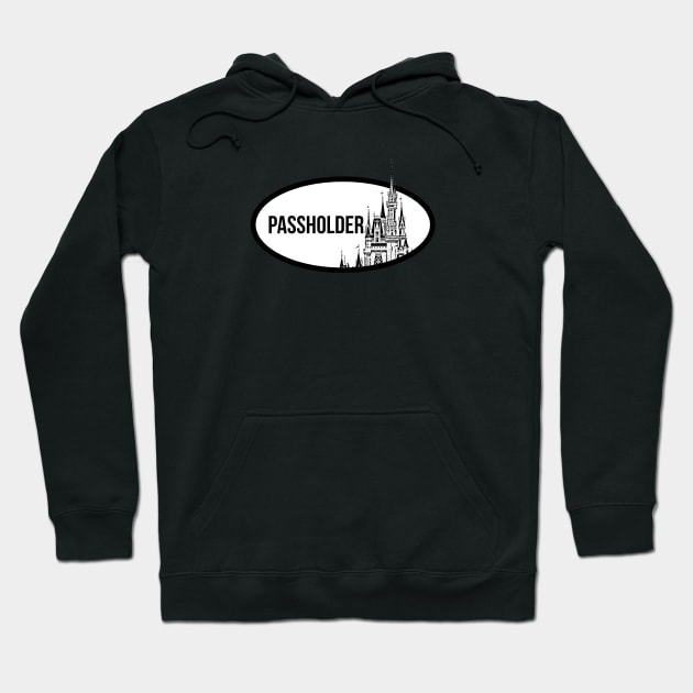 Passholder Magic Castle Sticker Black Hoodie by FandomTrading